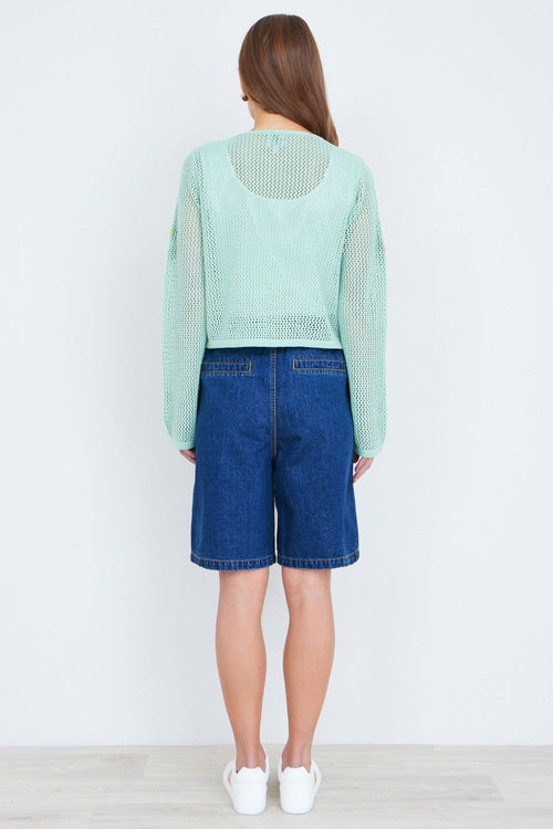 Yumi Blue Denim Wide Leg Shorts