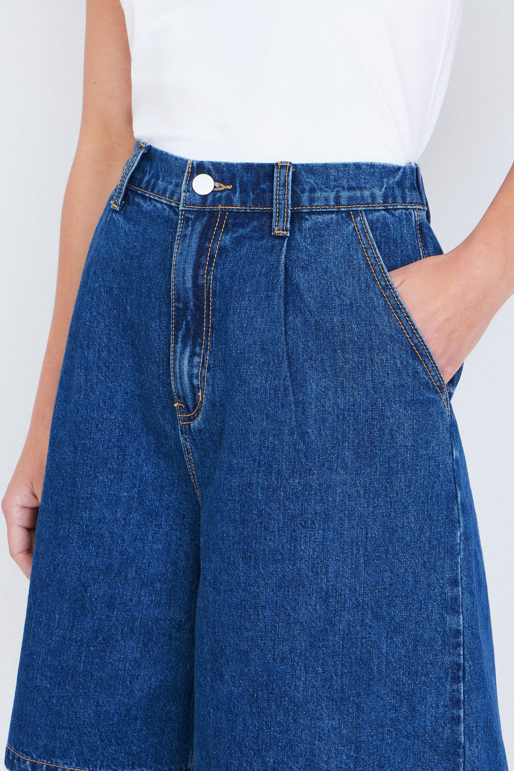 Yumi Blue Denim Wide Leg Shorts