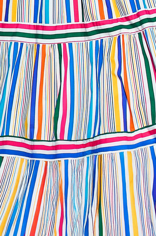 Yumi Multicolour Stripe Cotton Midi Sun Dress