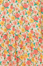 Yumi Multicolour Midi Tea Dress With Angel Sleeves