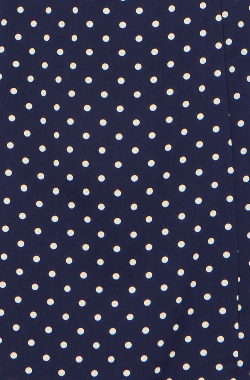 Yumi Navy Spot Wrap Midi Tea Dress