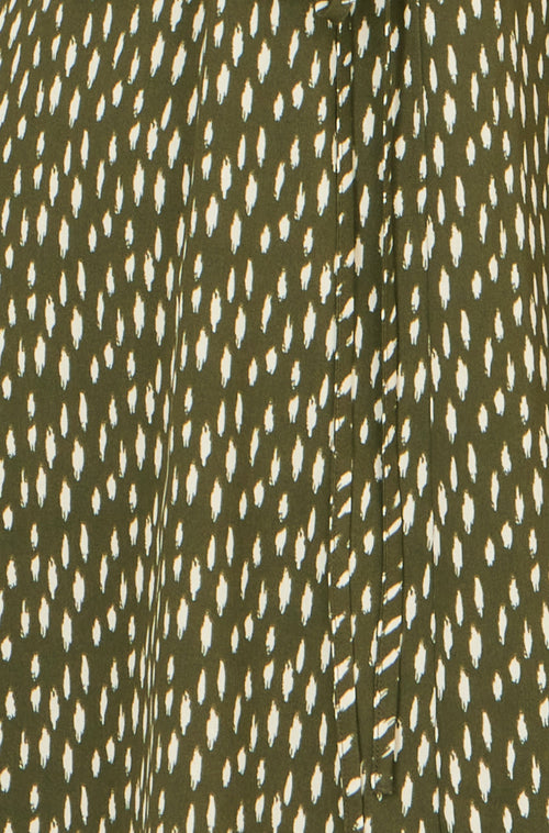 Yumi Green Spot Wrap Midi Tea Dress