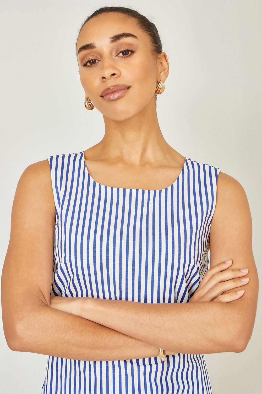 Yumi Navy Stripe Cotton Shift Dress