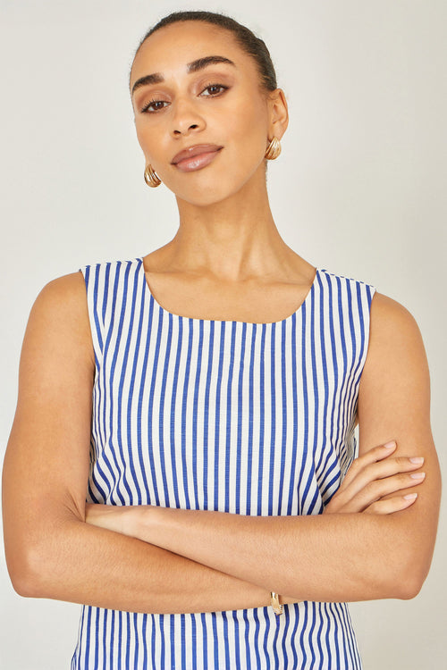 Yumi Navy Stripe Cotton Shift Dress