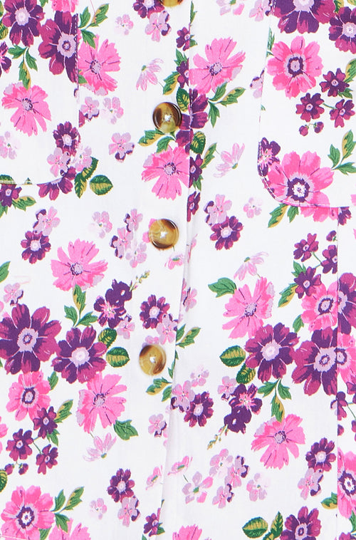 Yumi Pink Retro Floral Cotton Stretch Pinafore Dress