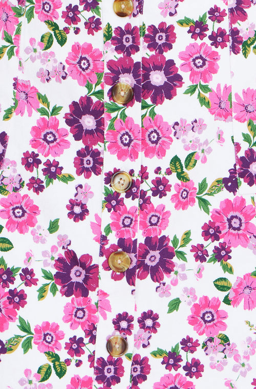 Yumi Pink Retro Floral Cotton Stretch Mini Skirt