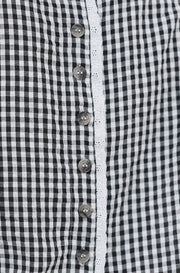 Yumi Black Gingham Cotton Top With Lace Trims