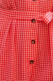 Yumi Red Gingham Button Through Jumpsuit