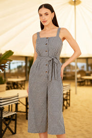 Yumi Black Gingham Button Through Jumpsuit