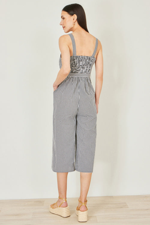 Yumi Black Gingham Button Through Jumpsuit