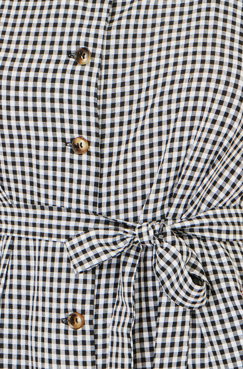 Yumi Black Gingham Button Through Jumpsuit