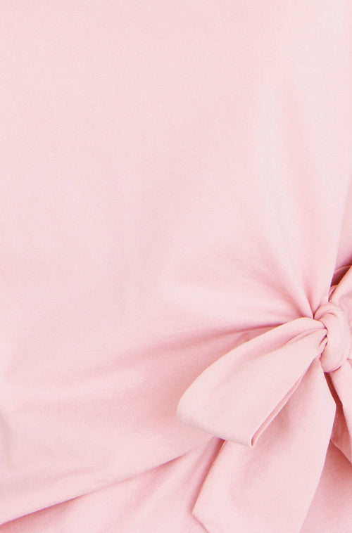 Yumi Pink Cotton Jersey Top With Knot Detail