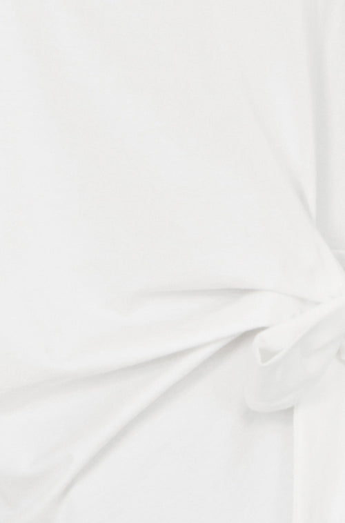 Yumi White Cotton Jersey Top With Knot Detail
