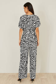 Yumi Black Zebra Print Relaxed Jumpsuit