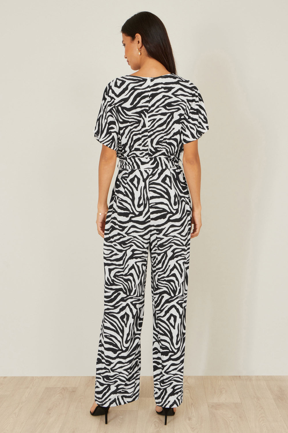Yumi Black Zebra Print Relaxed Jumpsuit