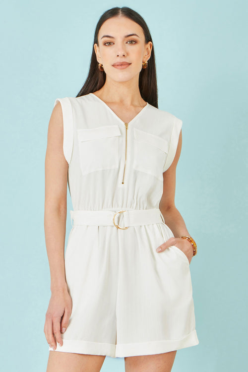 Yumi White Utility Style Playsuit