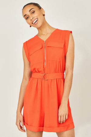 Yumi Orange Utility Style Playsuit