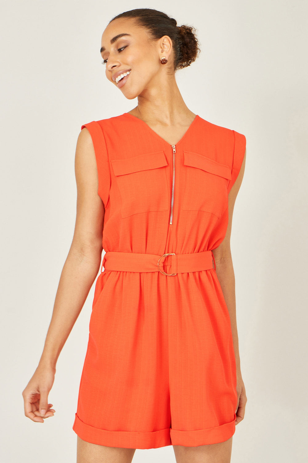 Yumi Orange Utility Style Playsuit