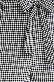 Yumi Black Cotton Gingham Tie Belt Shorts