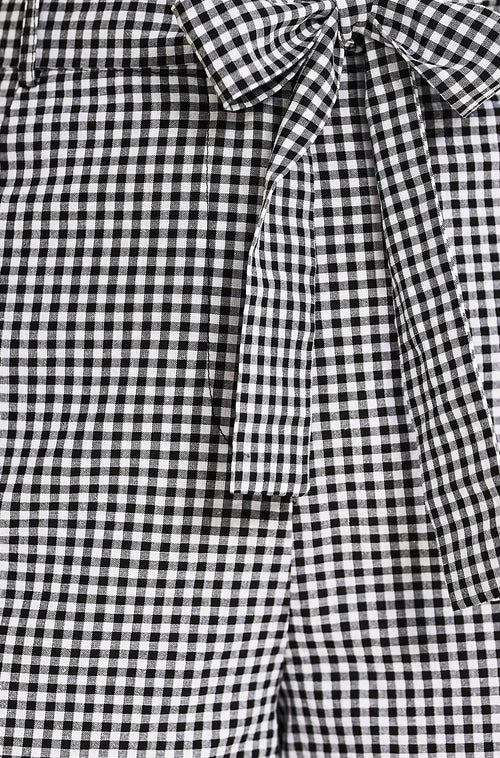 Yumi Black Cotton Gingham Tie Belt Shorts