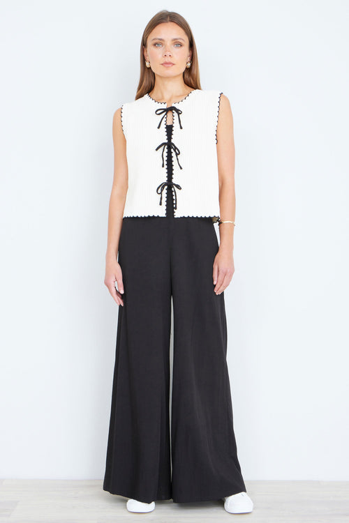 Yumi Black Wide Leg Palazzo Trousers