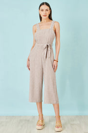 Yumi Brown Stripe Strappy Jumpsuit