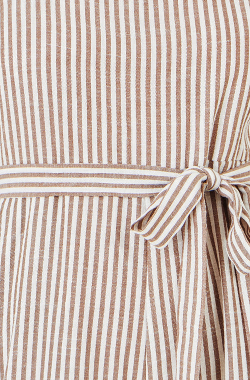 Yumi Brown Stripe Strappy Jumpsuit