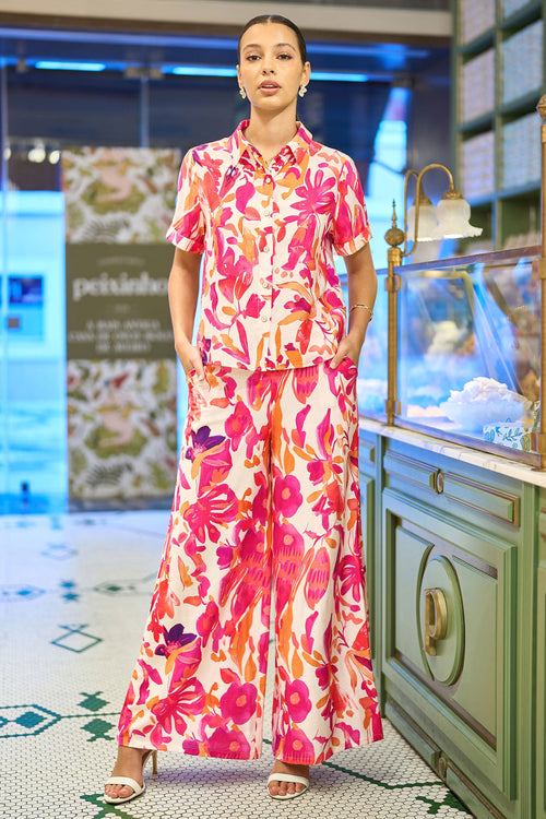 Yumi Pink Abstract Floral Shirt
