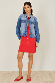 Yumi Blue Stretch Washed Denim Jacket