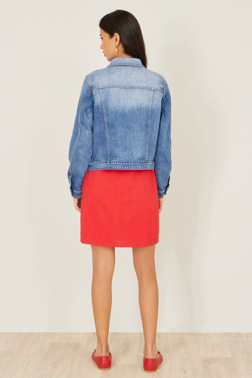 Yumi Blue Stretch Washed Denim Jacket