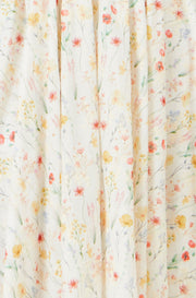 Yumi White Botanical Embroidery Fabric Handkerchief Hem Dress