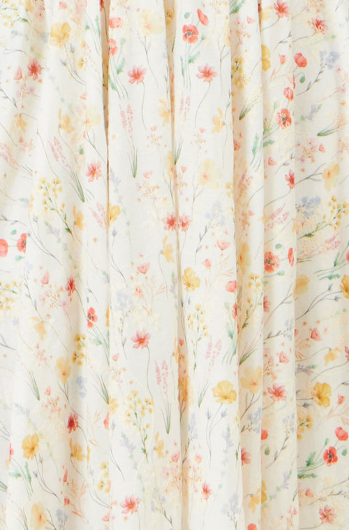 Yumi White Botanical Embroidery Fabric Handkerchief Hem Dress