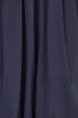 Yumi Navy Satin Bubble Hem Midi Skirt