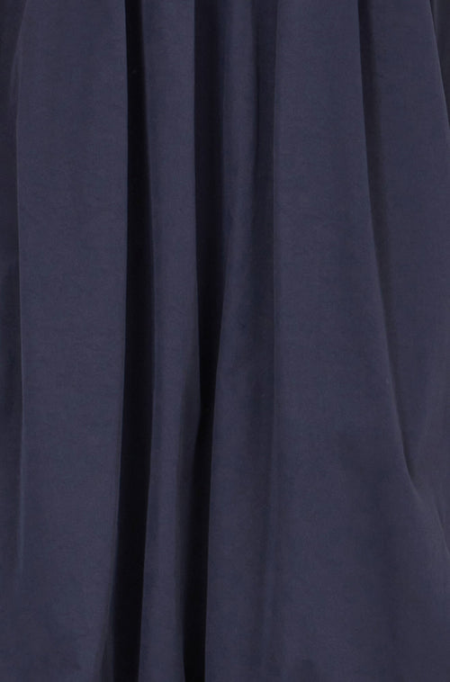 Yumi Navy Satin Bubble Hem Midi Skirt