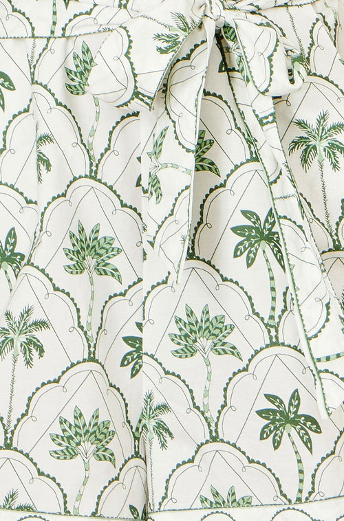 Yumi White Palm Print Cotton Playsuit
