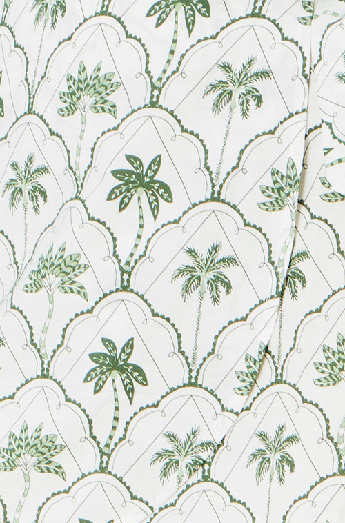 Yumi White Palm Print Cotton Wrap Skirt