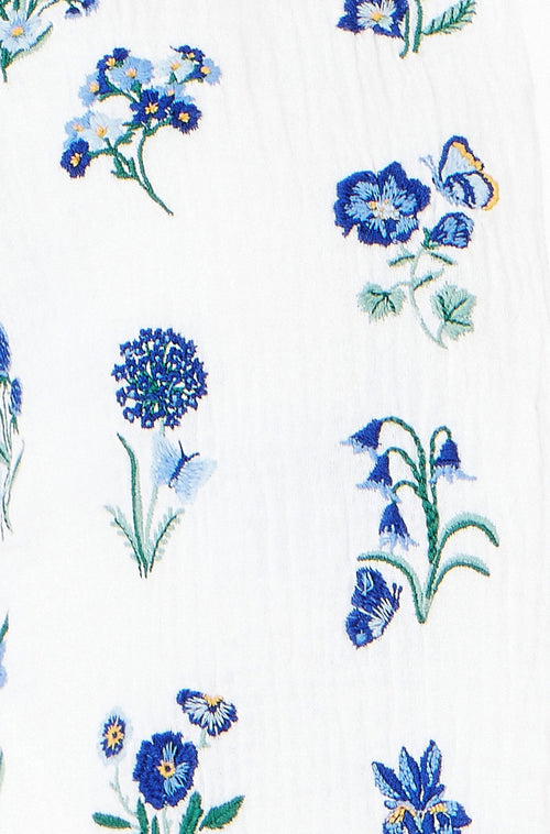 Yumi White Floral Embroidery Reversible Cotton Jacket