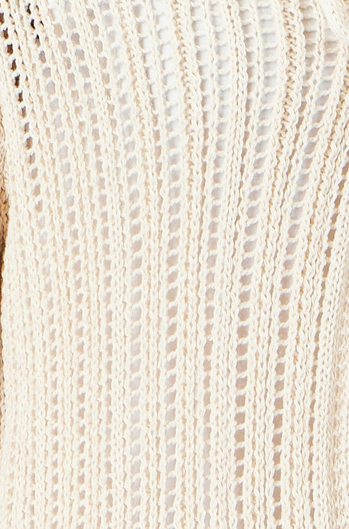 Yumi Beige Tie Front Pointelle Cardigan