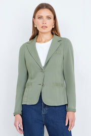 Yumi Green Stretch Cotton Blazer
