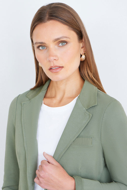 Yumi Green Stretch Cotton Blazer