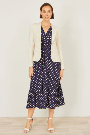 Yumi Beige Stretch Cotton Blazer