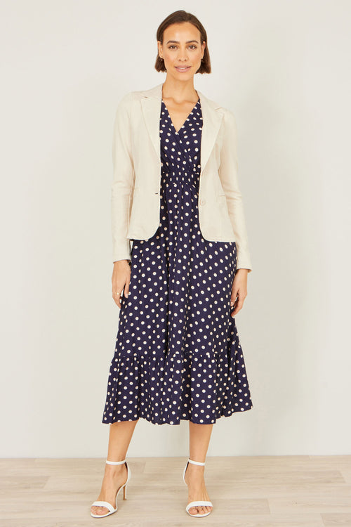 Yumi Beige Stretch Cotton Blazer