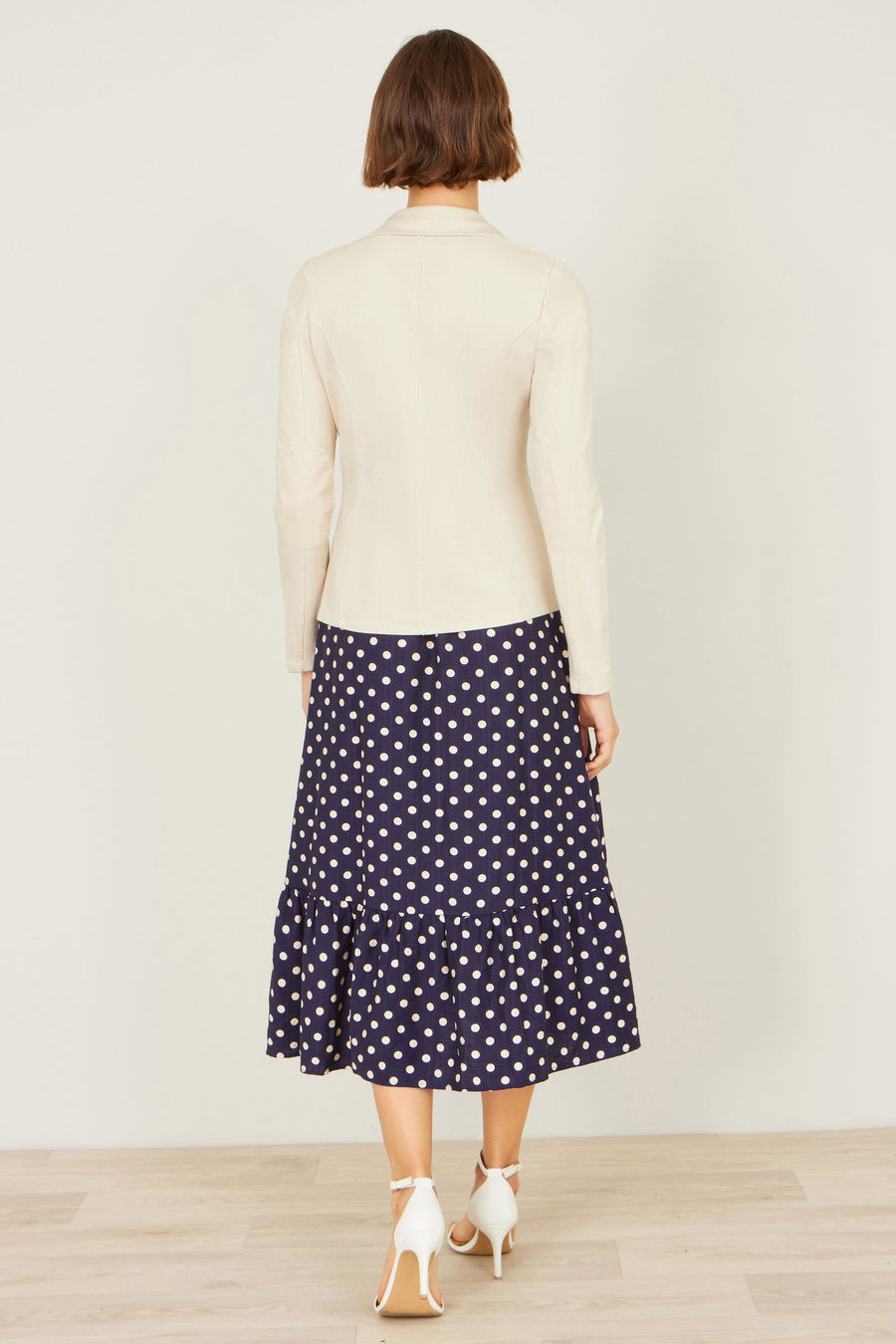 Yumi Beige Stretch Cotton Blazer