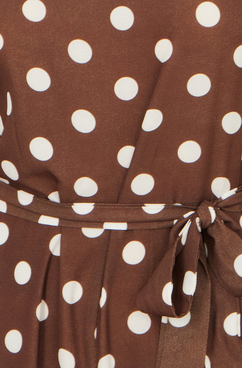 Yumi Brown Polka Dot Culotte Jumpsuit