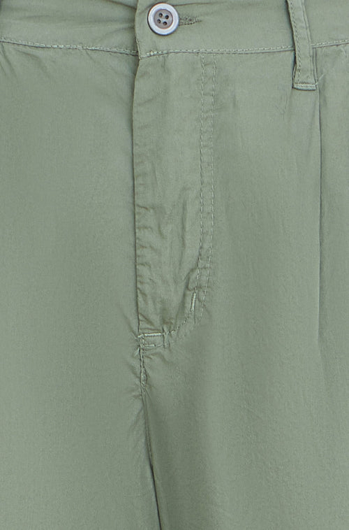 Yumi Khaki Cotton Canvas Chino Trousers