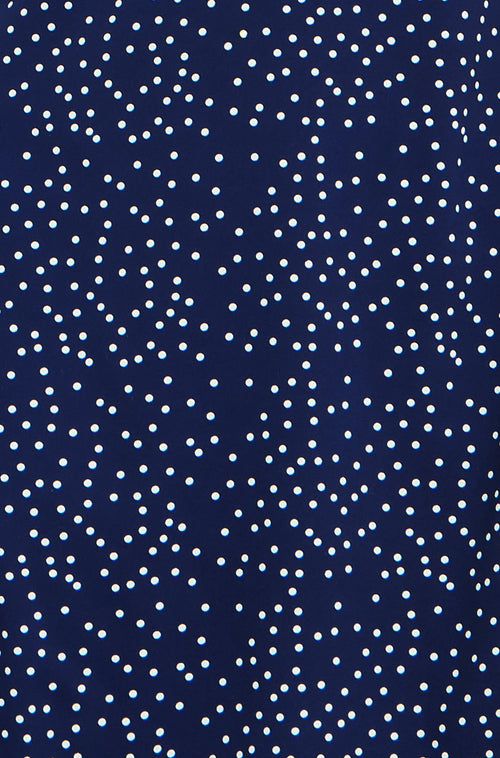 Yumi Navy Spot Print Lace Trim Skater Dress