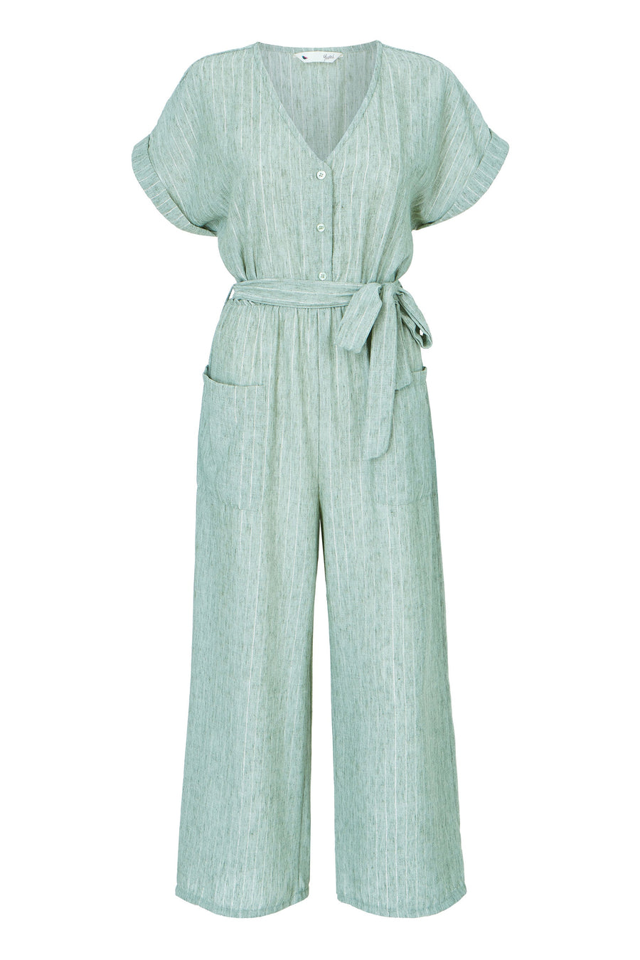 Yumi Green V Neck Kimono Sleeve Jumpsuit