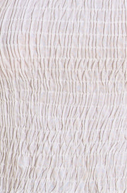 Yumi White Cotton Shirring Puff Sleeve Top
