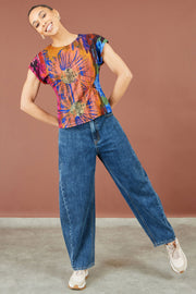 Yumi Multicolour Floral Mesh Top