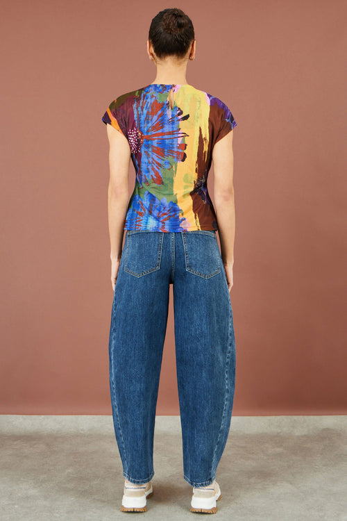 Yumi Multicolour Floral Mesh Top